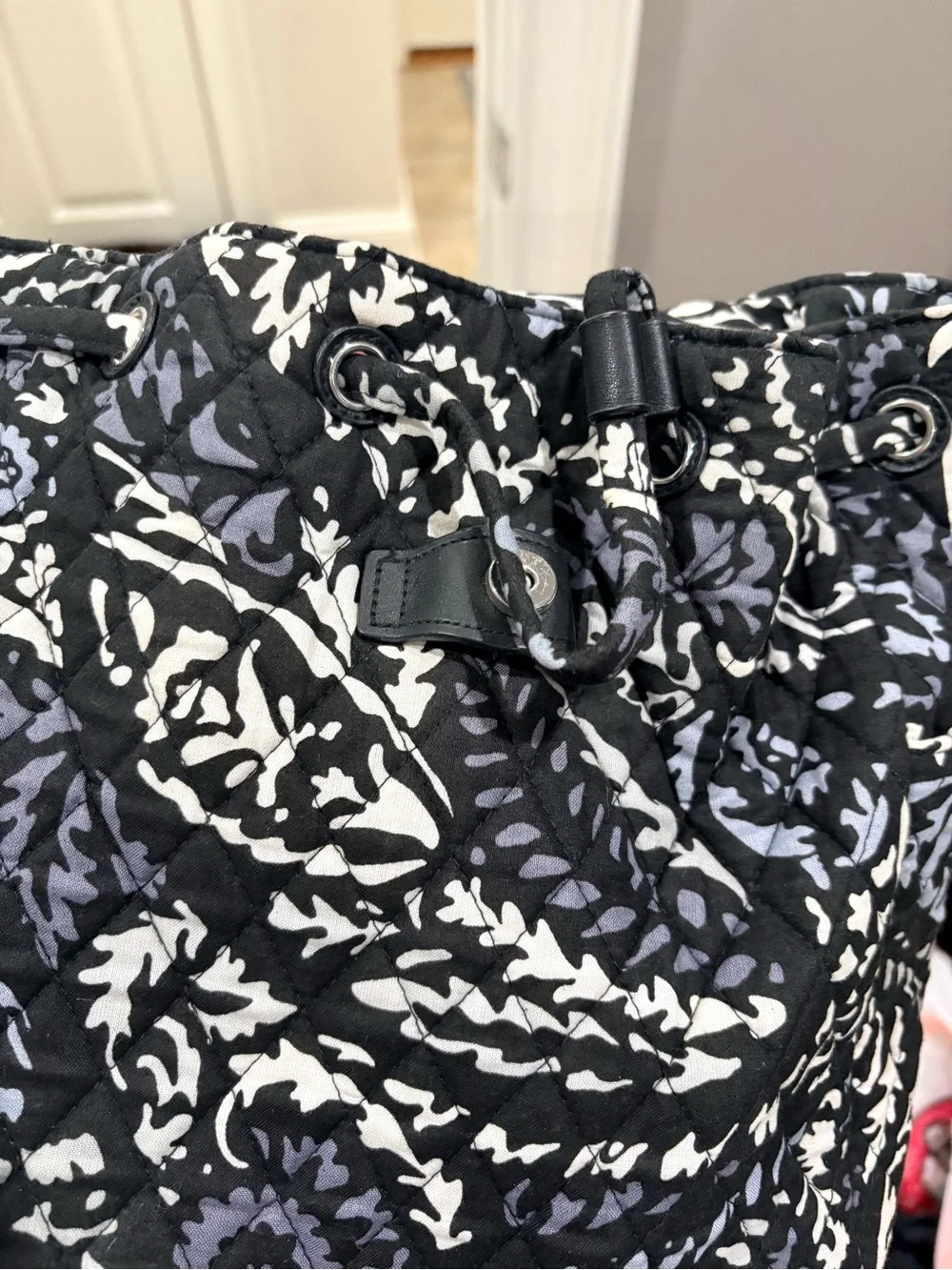 Vera Bradley Black and White Paisley Quilted Backpack